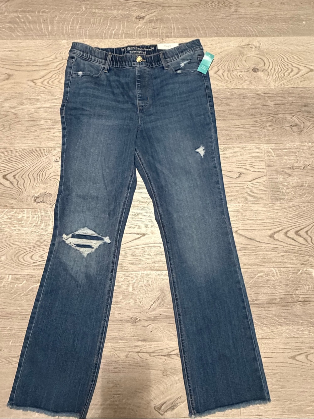 Maurices Dark Blue Straight Leg Distressed Jeans